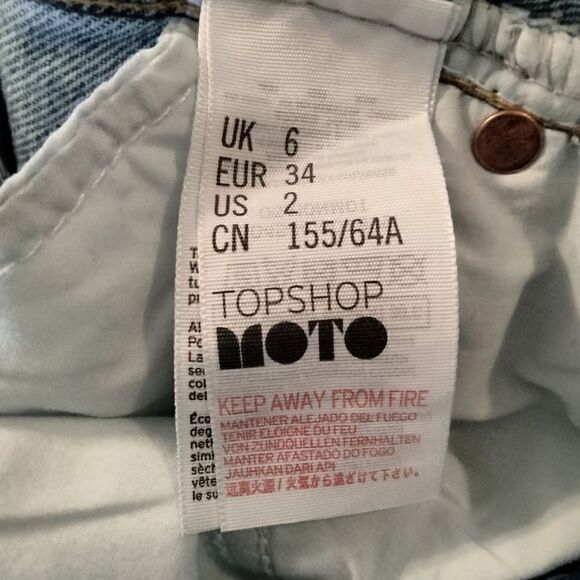 Topshop Moto MOM Denim Shorts US Size 2 Cut Off and Distressed - Picture 5 of 10